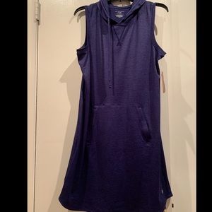 Blue sporty dress with hood